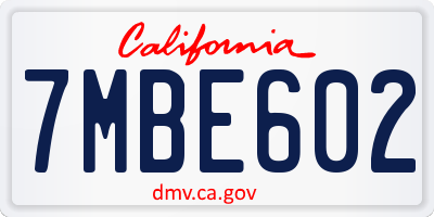 CA license plate 7MBE602