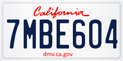 CA license plate 7MBE604