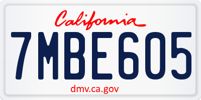 CA license plate 7MBE605