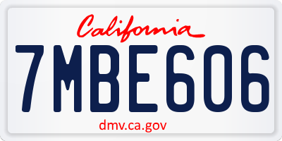 CA license plate 7MBE606