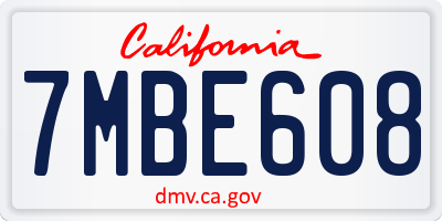 CA license plate 7MBE608