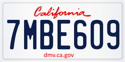 CA license plate 7MBE609