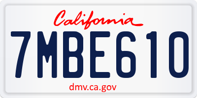 CA license plate 7MBE610
