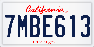 CA license plate 7MBE613