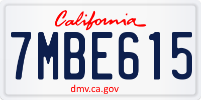 CA license plate 7MBE615