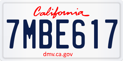 CA license plate 7MBE617
