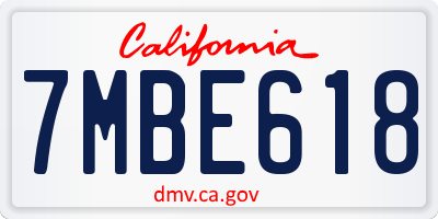 CA license plate 7MBE618