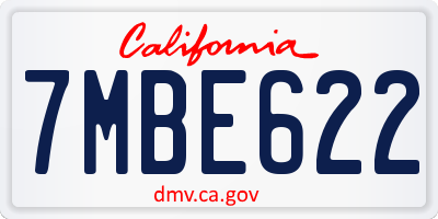 CA license plate 7MBE622