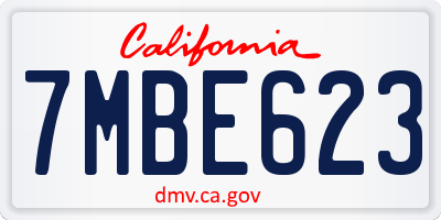 CA license plate 7MBE623