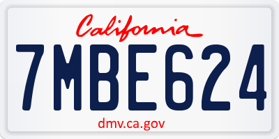 CA license plate 7MBE624