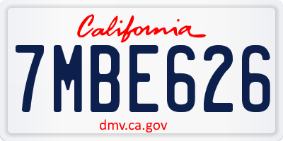 CA license plate 7MBE626