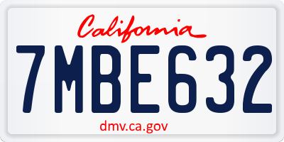 CA license plate 7MBE632