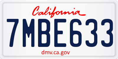 CA license plate 7MBE633