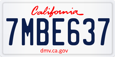 CA license plate 7MBE637