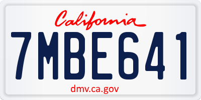 CA license plate 7MBE641