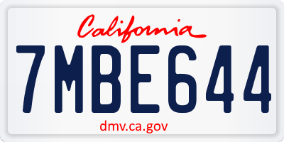 CA license plate 7MBE644