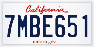 CA license plate 7MBE651