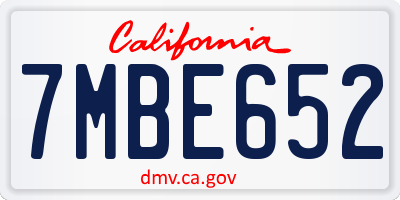CA license plate 7MBE652