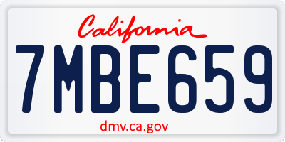 CA license plate 7MBE659