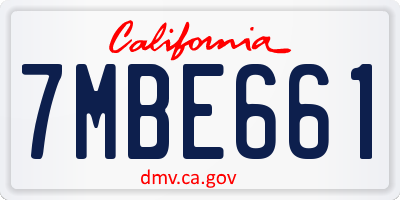 CA license plate 7MBE661