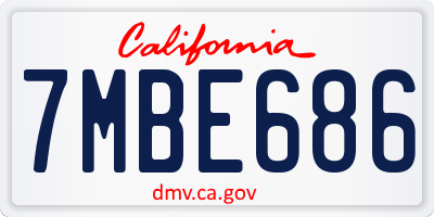 CA license plate 7MBE686