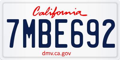 CA license plate 7MBE692