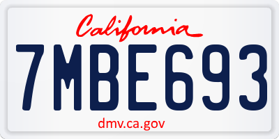 CA license plate 7MBE693