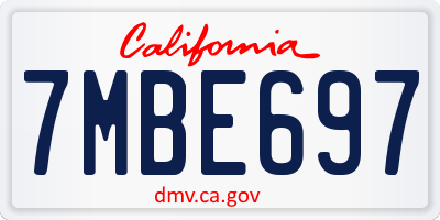 CA license plate 7MBE697