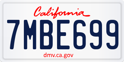CA license plate 7MBE699