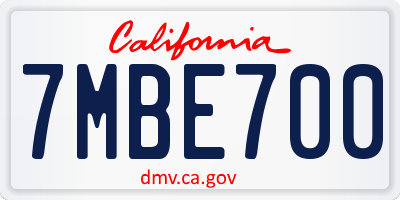 CA license plate 7MBE700