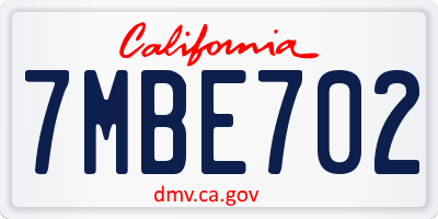 CA license plate 7MBE702