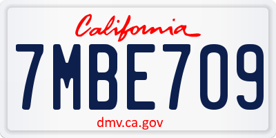 CA license plate 7MBE709