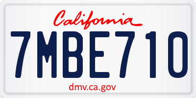 CA license plate 7MBE710