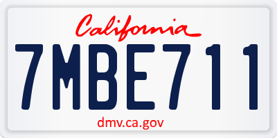 CA license plate 7MBE711