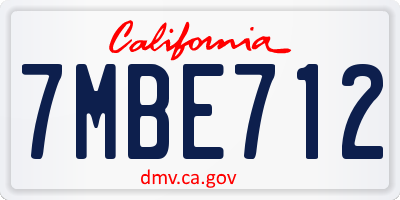 CA license plate 7MBE712