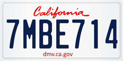 CA license plate 7MBE714