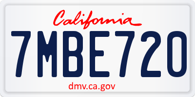 CA license plate 7MBE720