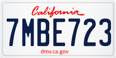 CA license plate 7MBE723