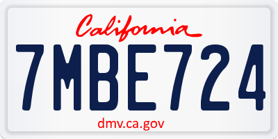 CA license plate 7MBE724