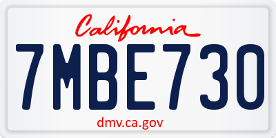CA license plate 7MBE730