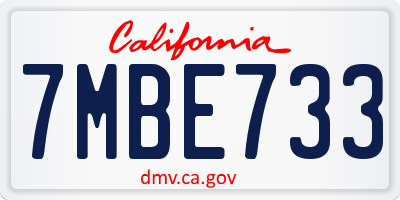 CA license plate 7MBE733
