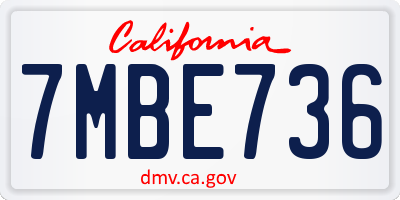 CA license plate 7MBE736