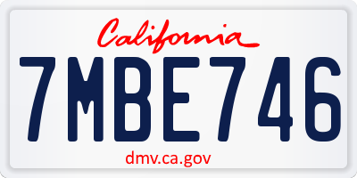 CA license plate 7MBE746