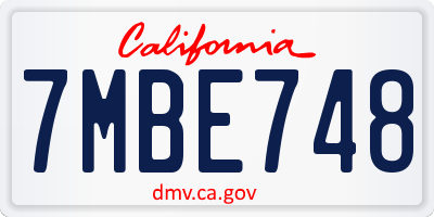 CA license plate 7MBE748