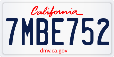 CA license plate 7MBE752