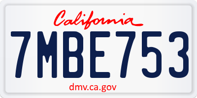 CA license plate 7MBE753