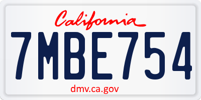 CA license plate 7MBE754