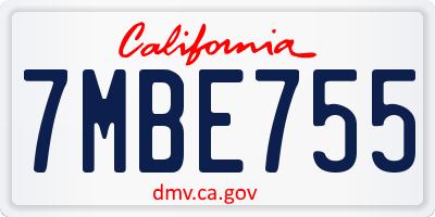 CA license plate 7MBE755