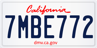 CA license plate 7MBE772