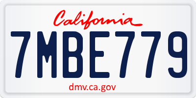 CA license plate 7MBE779